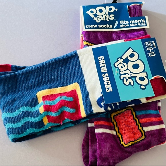 Kelloggs Pop Tarts 2 Pairs Graphic Stretch Crew Socks Adult One Size NWT - Picture 2 of 6